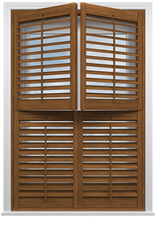 Kensington, Antique Cherry - Tier on Tier Plantation Shutter